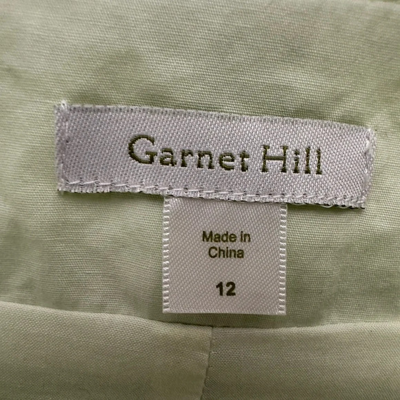 Garnet Hill Floral Lace Striped Patchwork Skirt Size 12 Mint Green Fully Lined - Picture 4 of 6